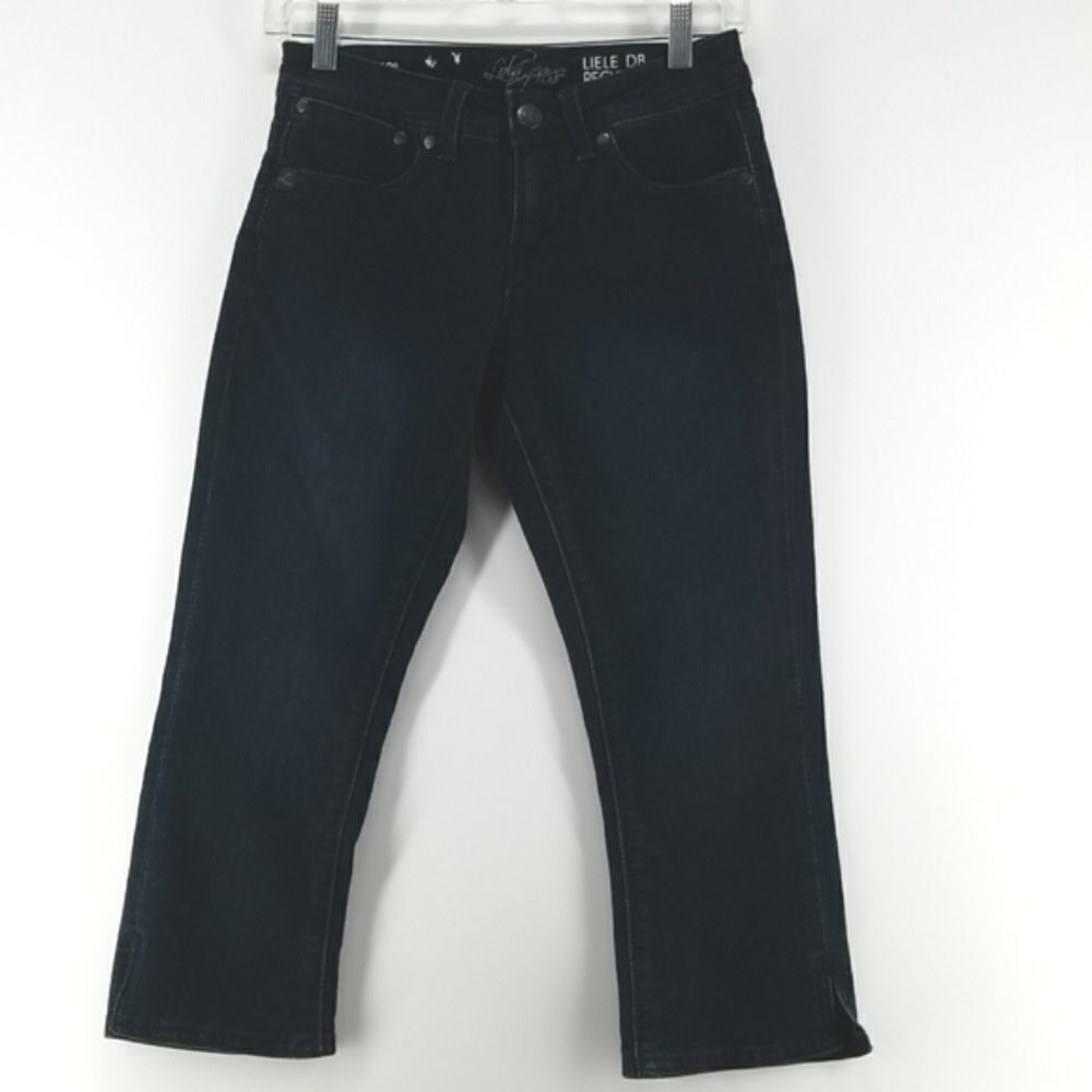 Lola Jeans Womens Size 00 Capris Crop 4 Way Fit 360 Comfort Regular Rise Blue